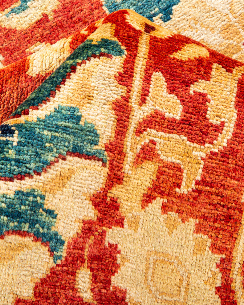 Eclectic, One-of-a-Kind Hand-Knotted Area Rug Orange, 7' 10" x 10' 1"