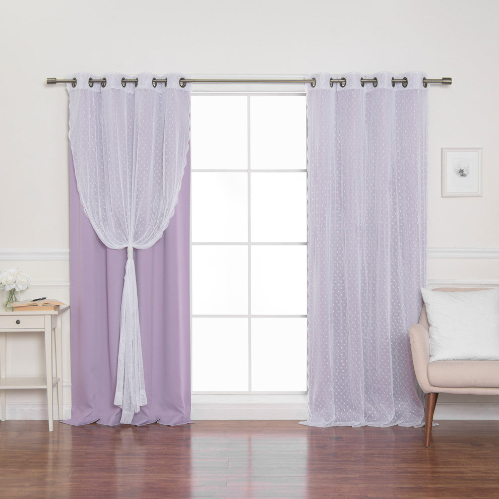 Sheer Pretty Dot and Blackout Curtains, Lavender, 52"x84"