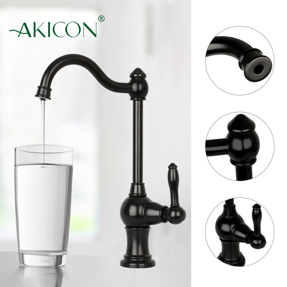 One-Handle Copper Drinking Water Filter Faucet Water Purifier Faucet, Matte Blac