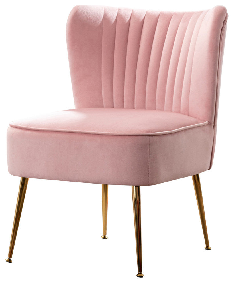 WestinTrends 22" Tufted Velvet Accent Chair for Dining, Living Room, Bedroom, Pink