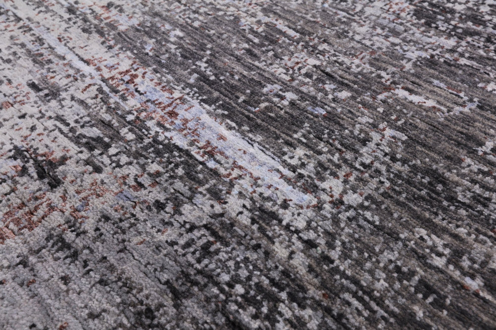 Hand Knotted Wool and Silk Abstract Rug 8' 0" X 10' 2" Q8554