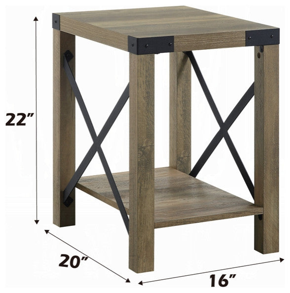 ACME Abiram End Table, Rustic Oak