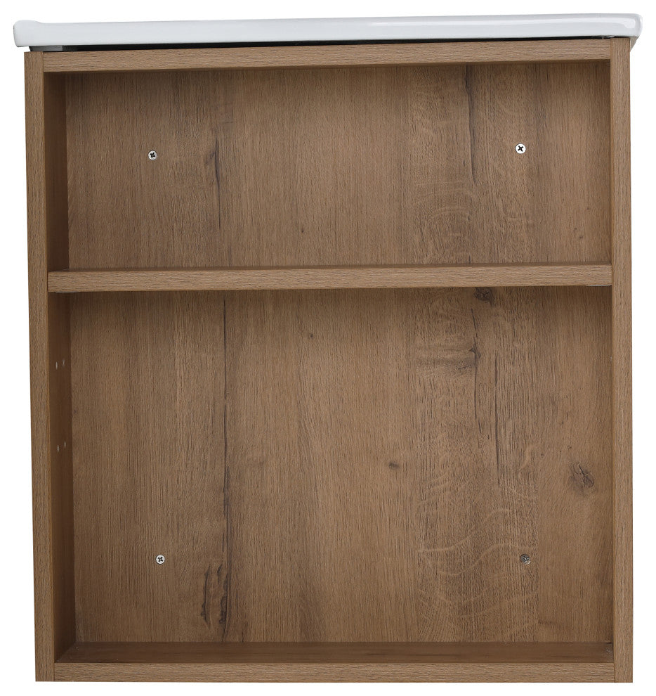 TATEUS Wall-mounted Bathroom Vanity With Ceramic Basin 30", Imitative Oak/White Ceramic