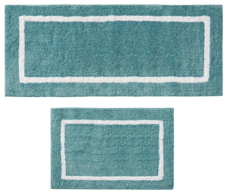 Madison Park Reversible High Pile Tufted Bath Rug, Aqua, 21"x34" Standard