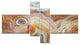 Strips and Ovals on Agate, Abstract Canvas Wall Art Print, 60"x32", 4 panels