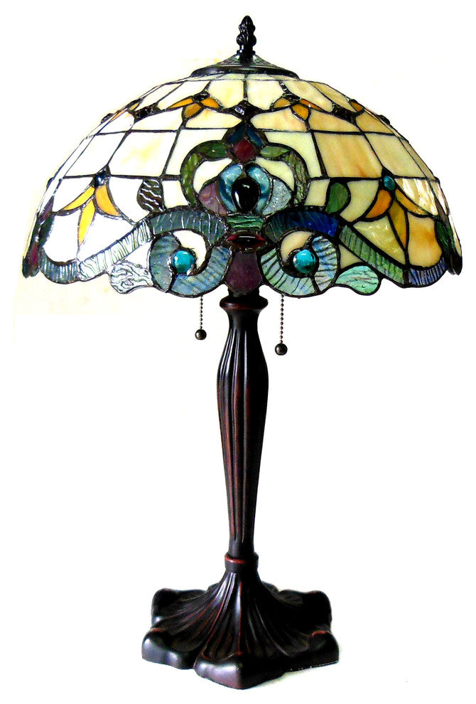 MARGOT Tiffany-style 2 Light Victorian Table Lamp 16inches Shade