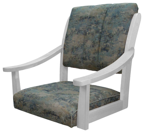 Swivel Counter Wood Bar Stool Casa on S-Base, Poet Sky on White, 26