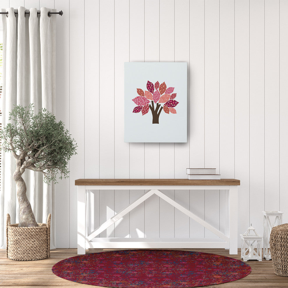 Layered Sun Tile Rug, Sporty Red, 5' Round
