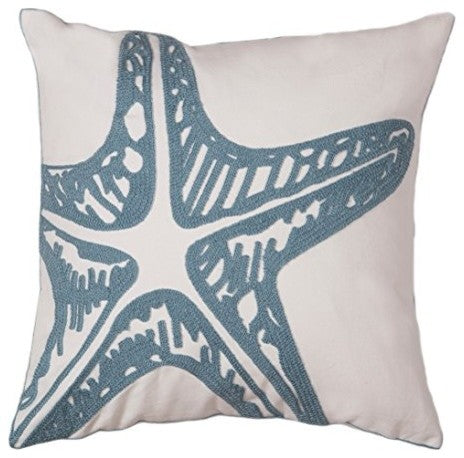 Blue Starfish Throw Pillow 18X18 (Insert Included)
