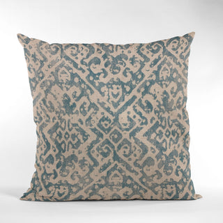 Plutus Blue Artistic Plaid Luxury Throw Pillow, 22"x22"
