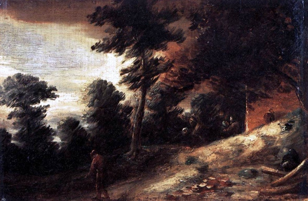 Adriaen Brouwer Twilight Landscape, 18"x27" Wall Decal Print