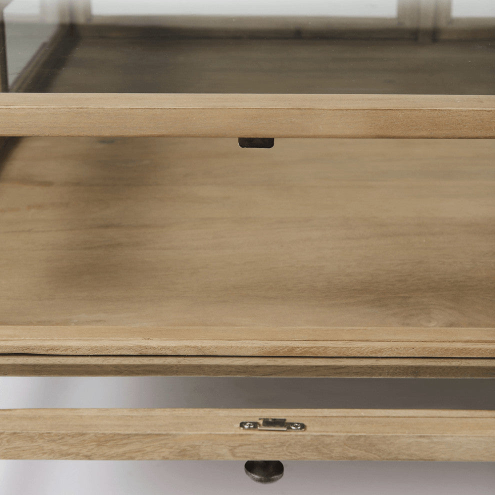42" Clear And Black Glass Square Coffee Table