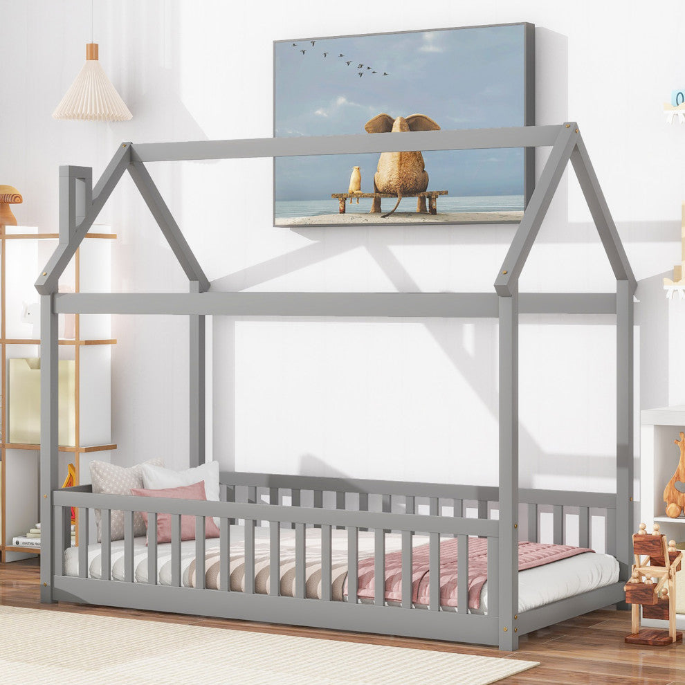 Gewnee Twin House Bed with Guardrails