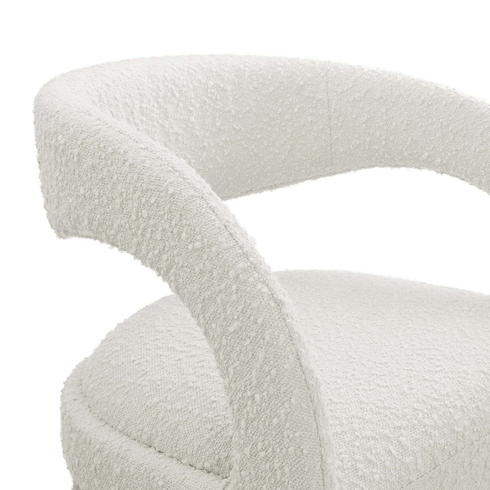 Pinnacle Boucle Upholstered Bar StoolSet of 2, Ivory Silver
