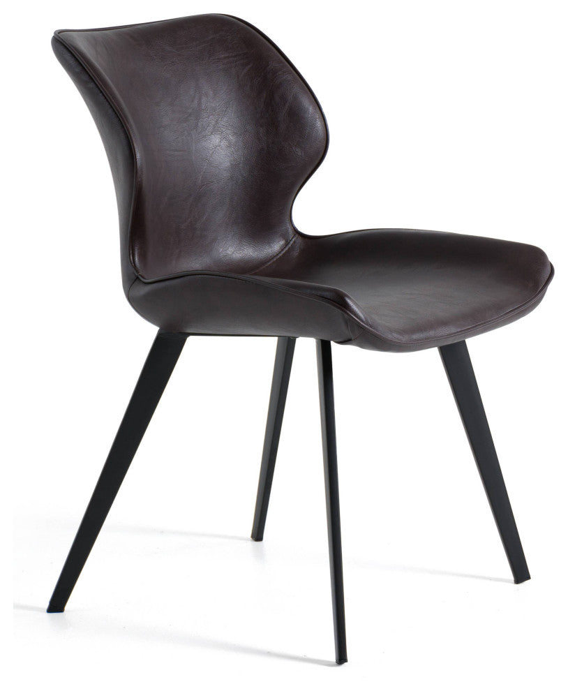 Modrest Moira Modern Dark Brown Eco-Leather Dining Chair, Set of 2