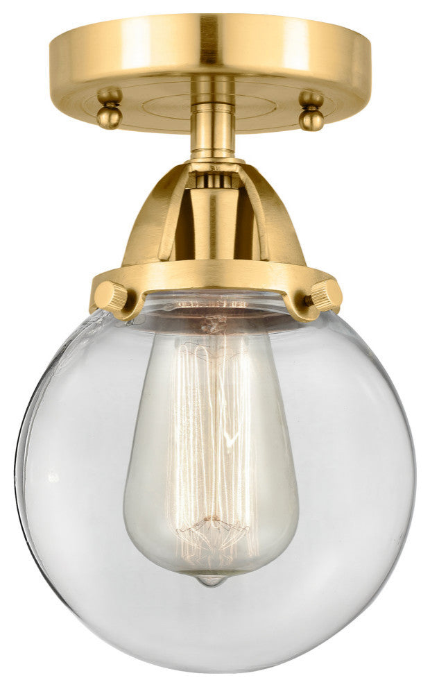 Beacon Semi-Flush Mount, Satin Gold, Clear, Clear