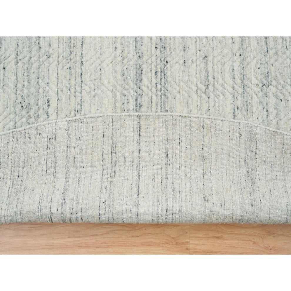 Beige, Organic Wool Modern Design, Hand Loomed, Round Rug, 11'9"x11'9"