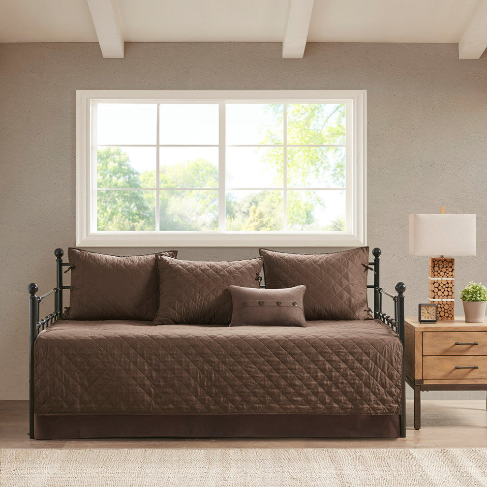 Madison Park Boone 6 Piece Reversible Daybed Cover Set, Brown