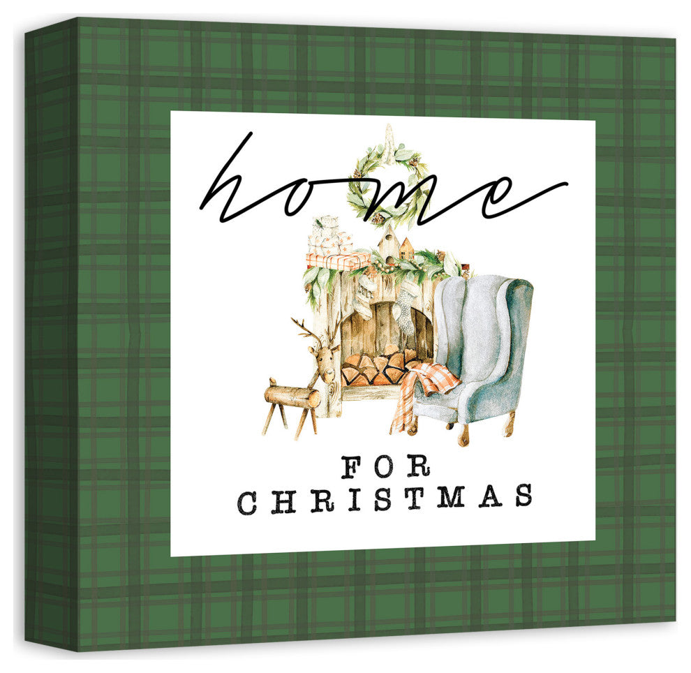 Home For Christmas Quilt 12x12 Canvas Wall Art
