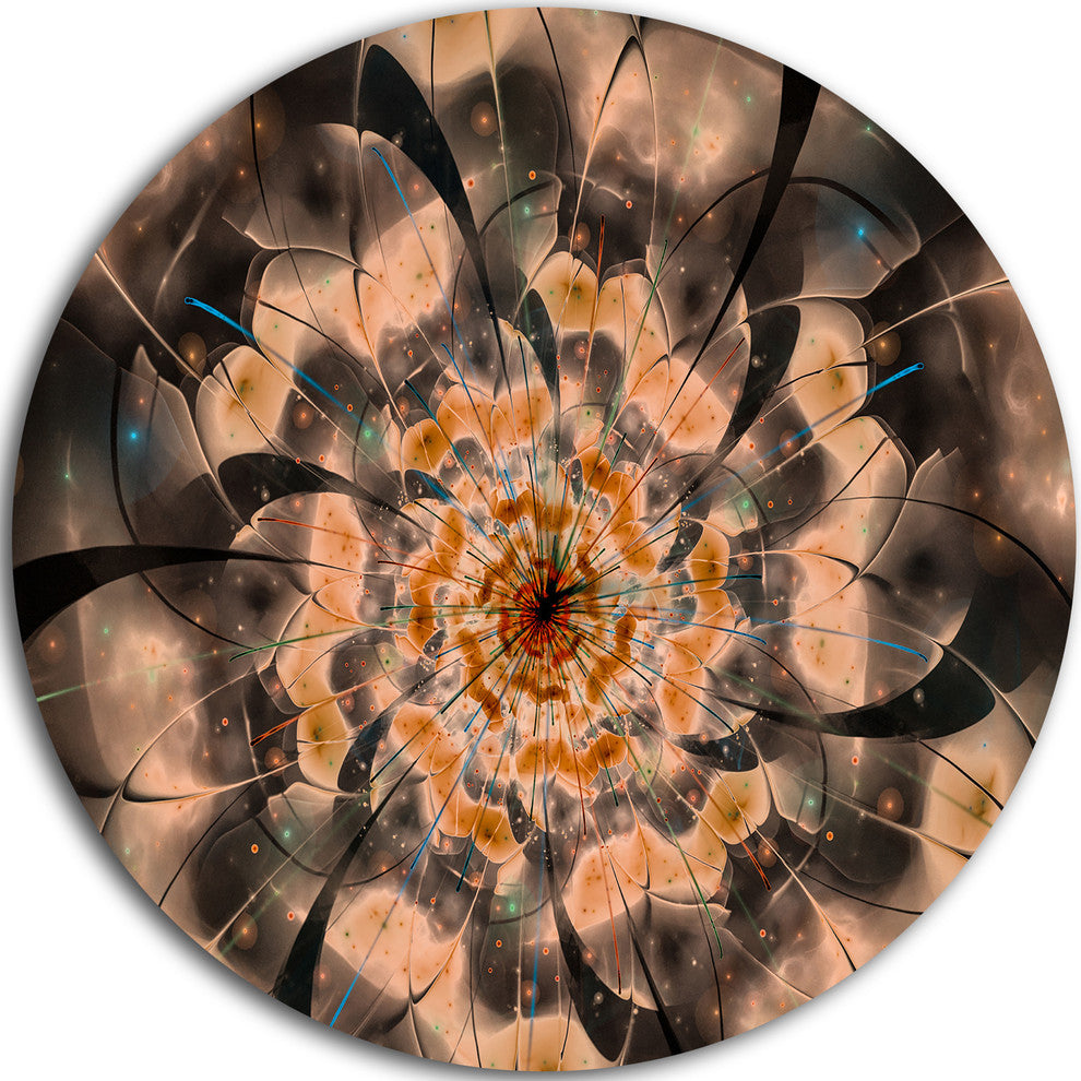 Brown Fractal Flower Petals Close-Up, Floral Round Wall Art, 23"