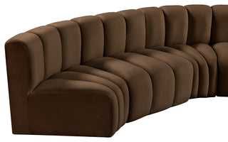 Arc Velvet Upholstered 6-Pc. Facing Modular Sectional, Brown