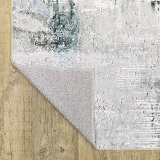 Michaela Machine Washable Modern Grey/ Teal Indoor Area Rug, Grey, 2'x8'