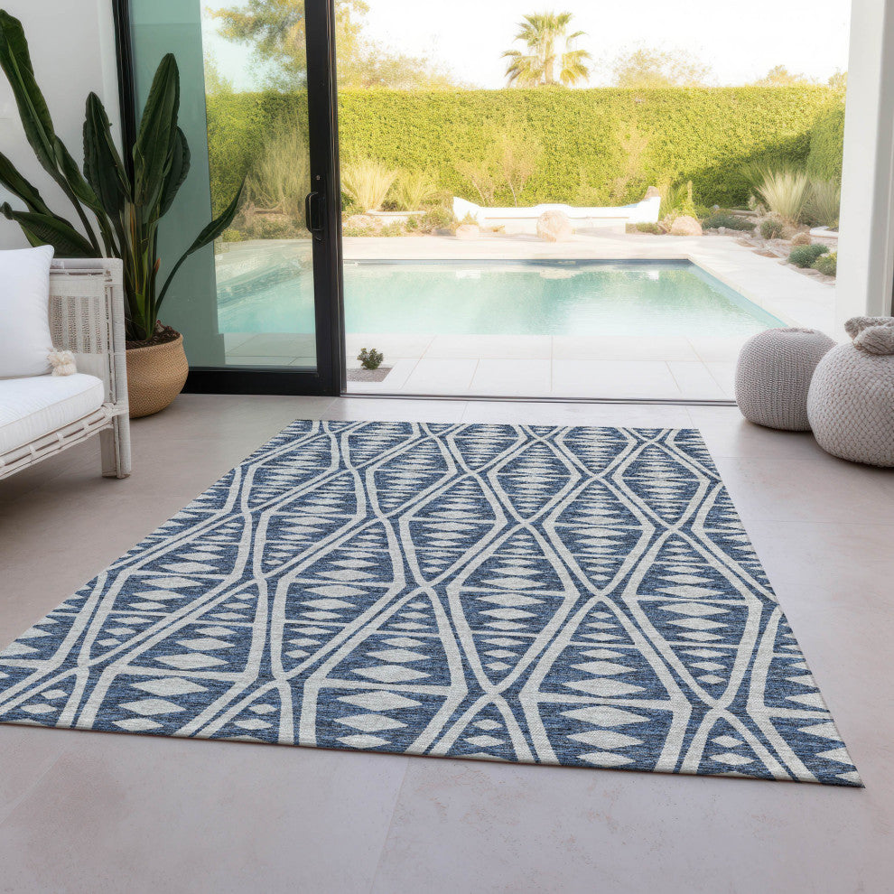 Indoor/Outdoor Sedona SN6 Indigo Machine Washable 5' x 7'6" Rug