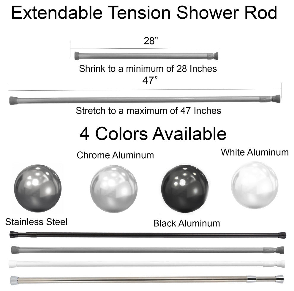 Tension Adjustable Shower Curtain Rod 43-79 Inches , Silver