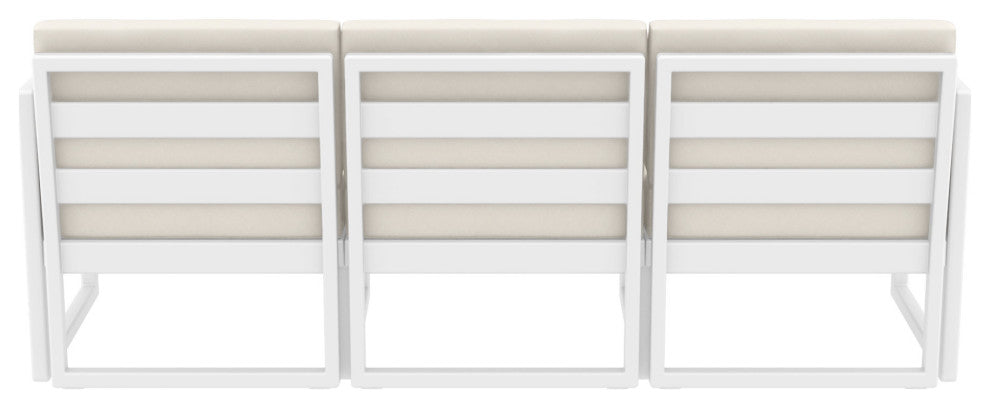 Mykonos Patio Sofa White With Acrylic Fabric Natural Cushion