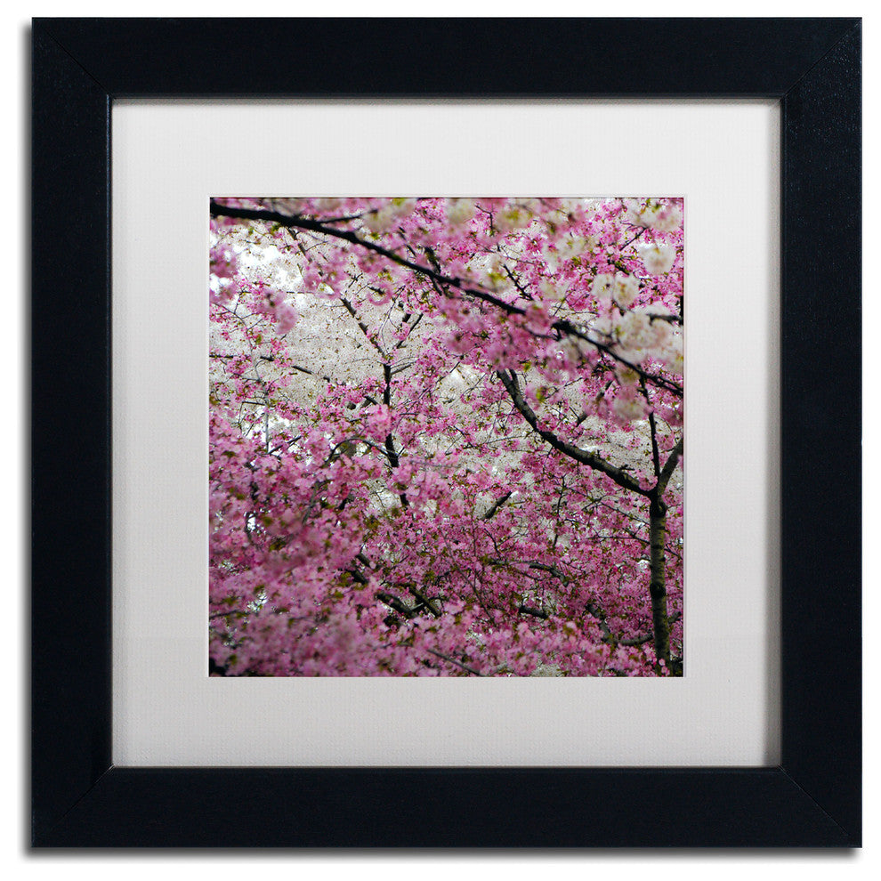 'Cherry Blossoms 2014-3' Matted Framed Canvas Art by CATeyes