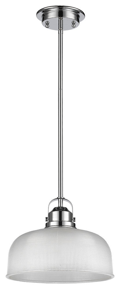 IRONCLAD, Industrial-style 1 Light Chrome Finish Ceiling Mini Pendant, 11" Wide
