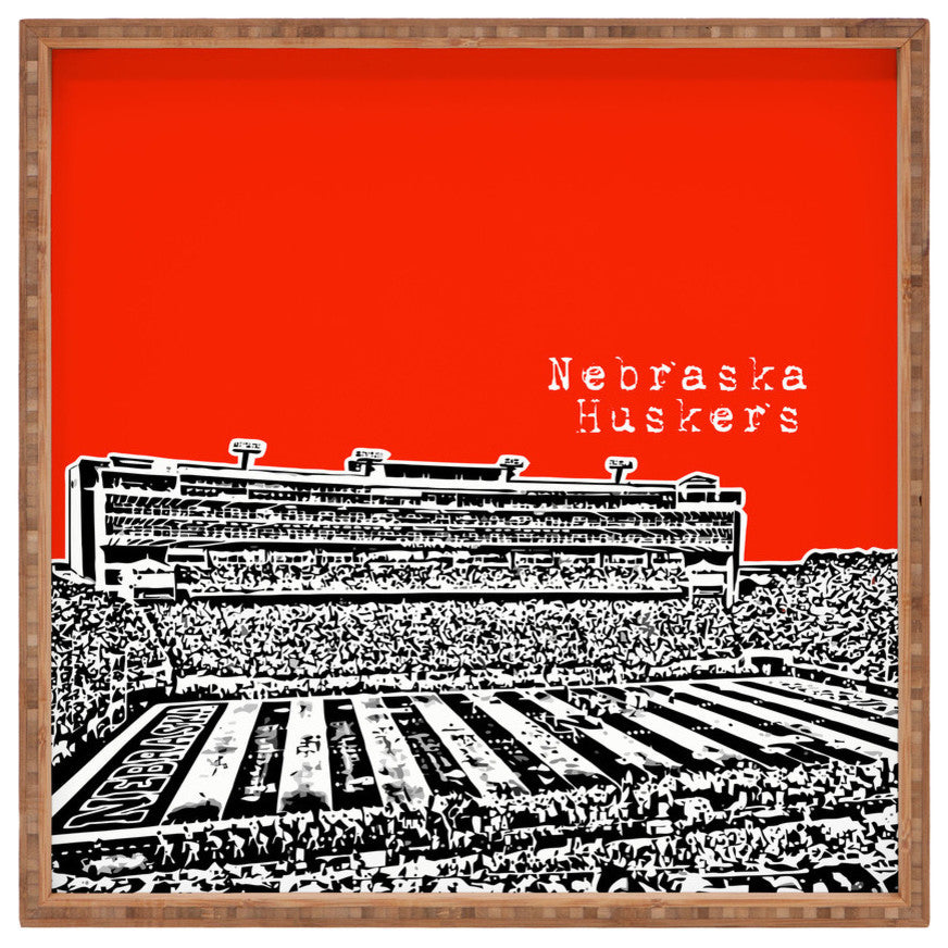 Deny Designs Bird Ave Nebraska Huskers Red Square Tray