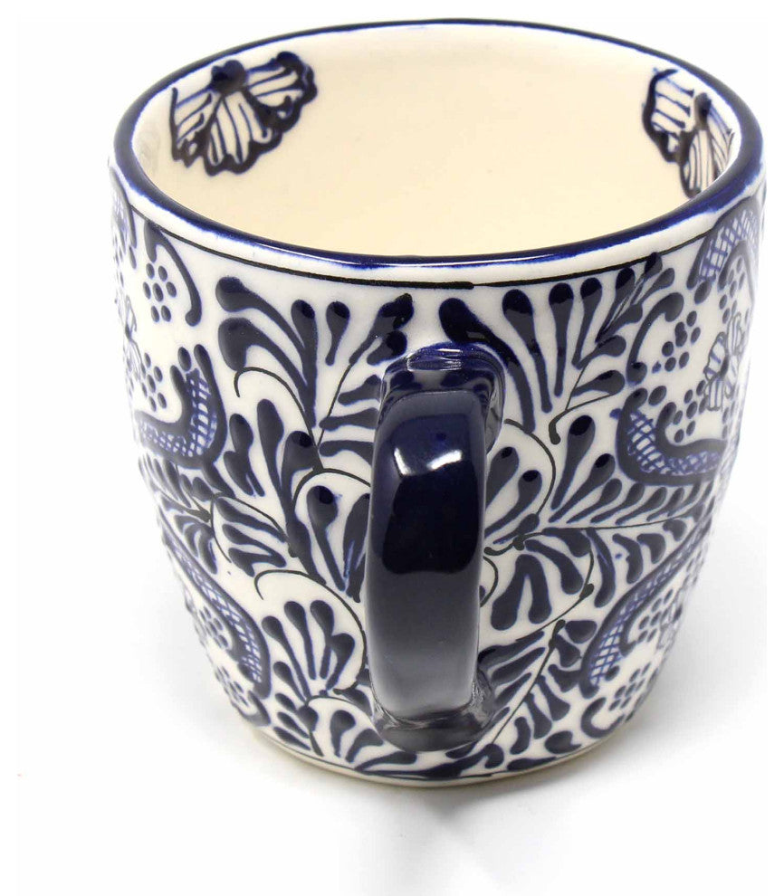 Handmade Mugs, Blue Flowers Pattern, Set of 2