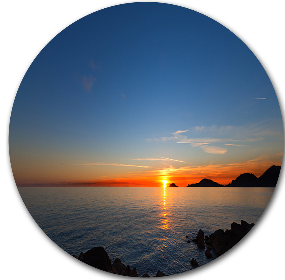 Dark Sunset In Gulf Of La Spezia, Seascape Photo Disc Metal Art, 11"