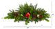 24" Cedar Pine, Pinecones and Ornaments Faux Christmas Arrangement, Tin Vase