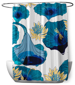 70"Wx73"L Lotokoi Shower Curtain, Blue