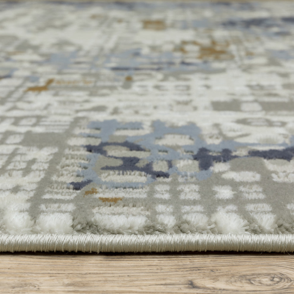Emery Distressed Blue/Ivory Indoor Area Rug, 2'3" x 7'6"