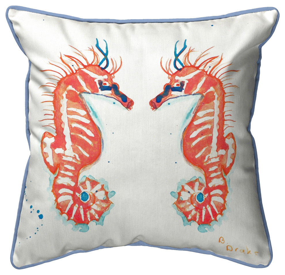 Coral Sea Horses Large Indoor/Outdoor Pillow 18x18
