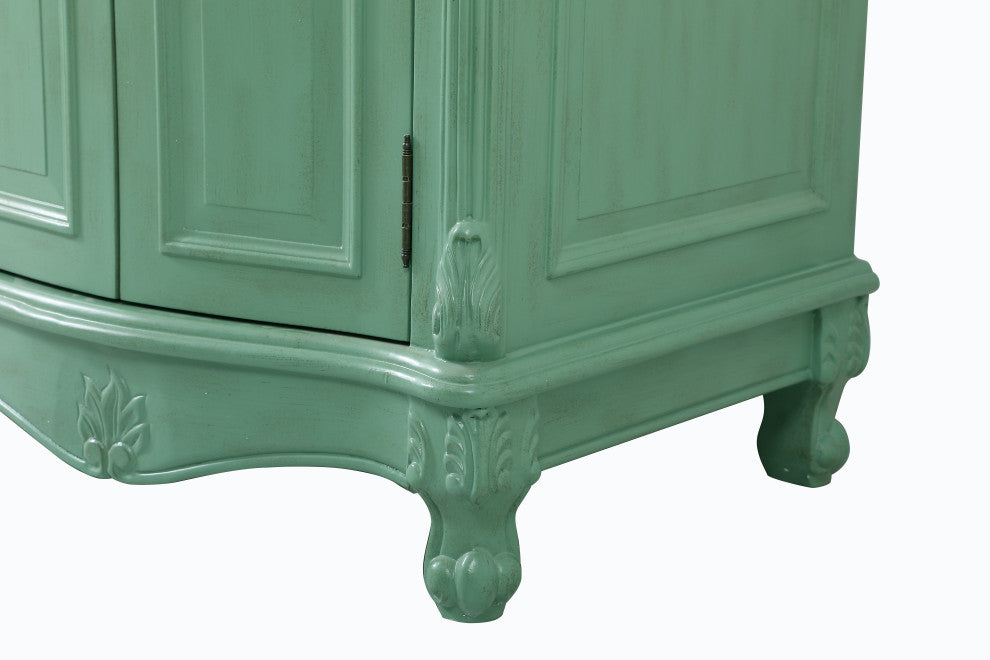 60" Double Bathroom Vanity, with Ivory White Engineered Marble in Vintage Mint