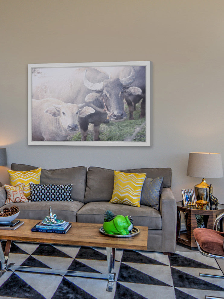 Marmont Hill, "Curious Bovines" Framed Painting Print, 18x12