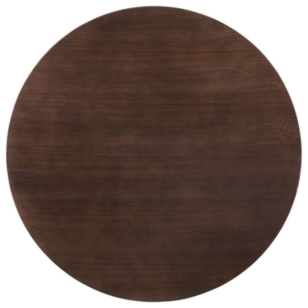 60" Dining Table, Round, White Walnut, Metal, Modern, Bistro Hospitality