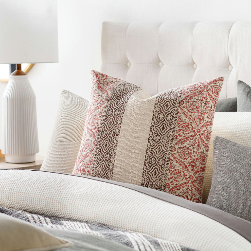 Surya Prisha Light Beige Pillow Shell With Polyester Insert 20"H X 20"W