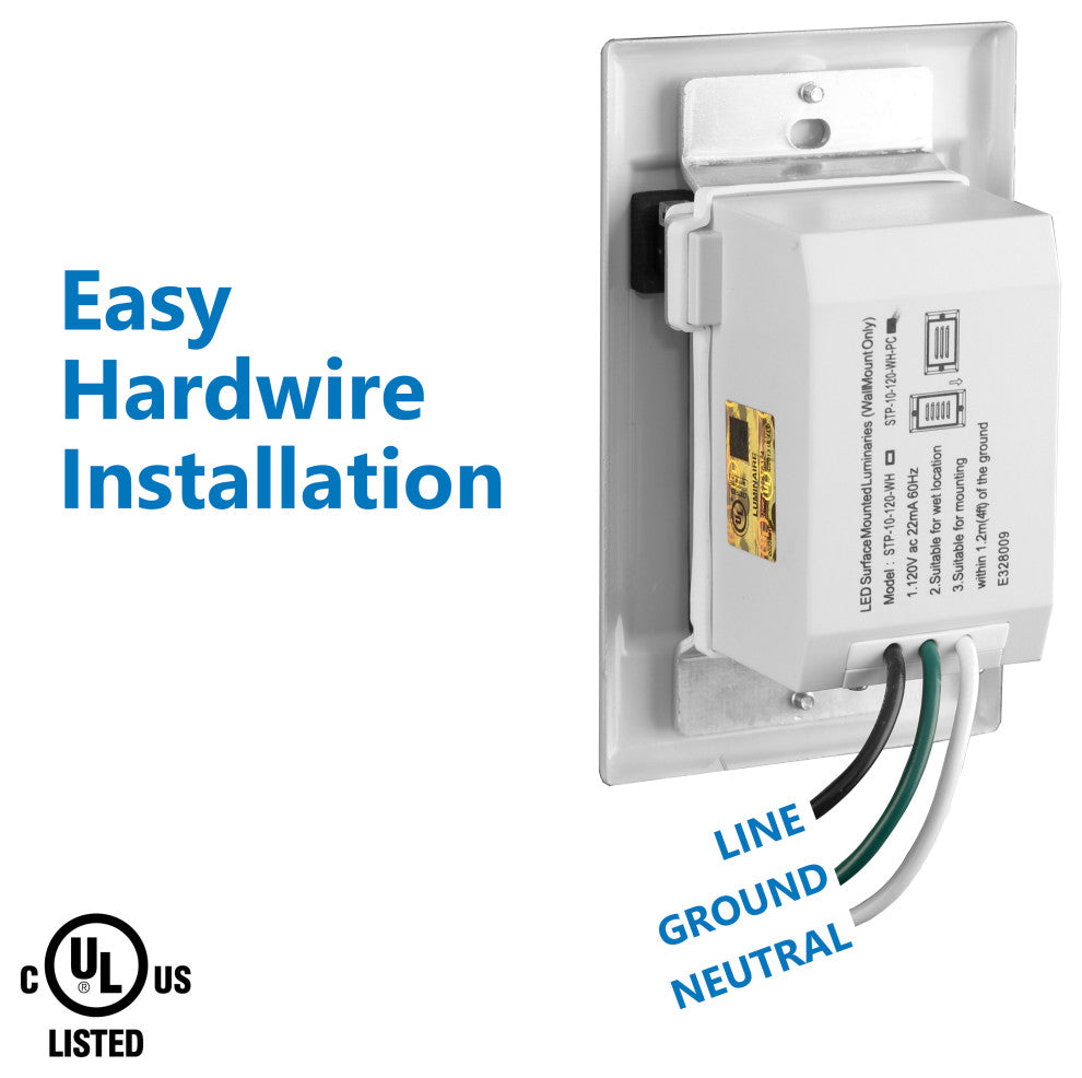 NICOR LED Step Light W/ Photocell Sensor/Vertical Faceplate, White