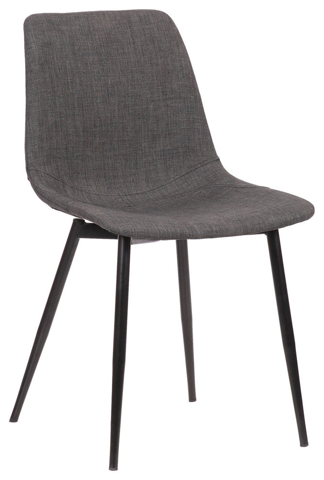 Monte Contemporary Dining Chair in Charcoal Faux Leather With Black Metal Legs