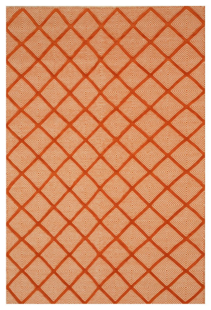 Handmade Wool Orange Transitional Trellis Xavier Rug, 9'x12'