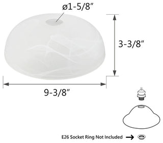 23145-11 Replacement Frosted Torchiere Lamp Glass(42mm) Shade