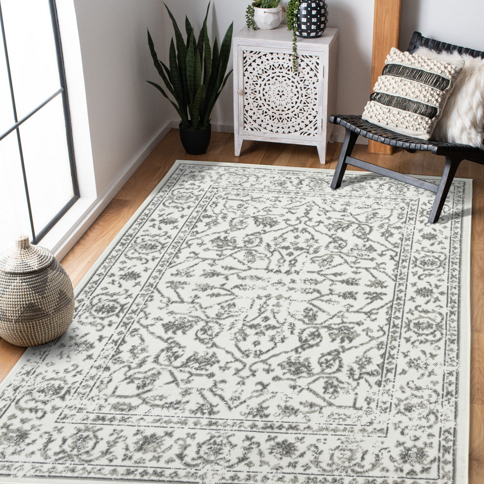 Alpine Fany Power-Loomed Polypropylene Area Rug, Light Gray, 7'10"x10'2"