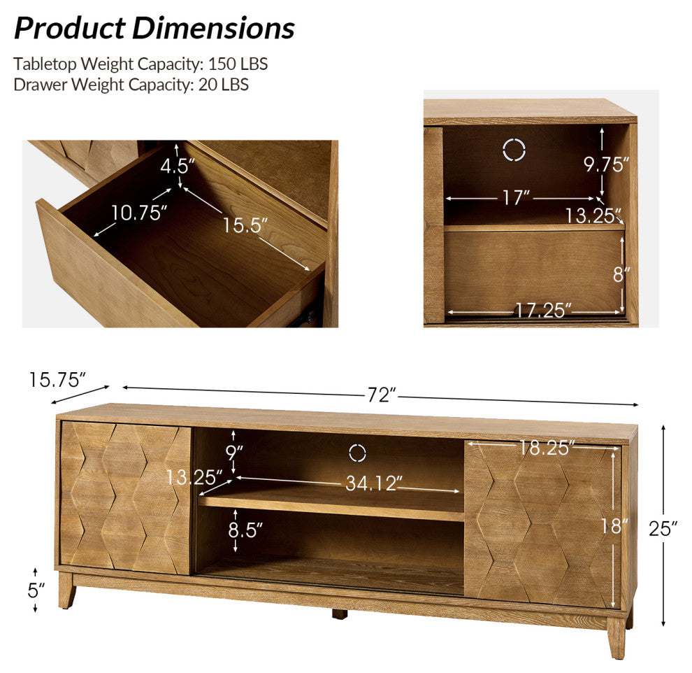 72" TV Stand for TVs, up to 78", Seadrift