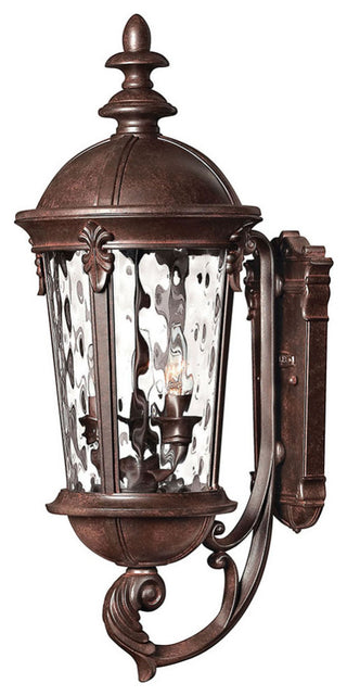 Windsor Medium Outdoor Wall Sconce, River Rock With Clear Water Glass Glass