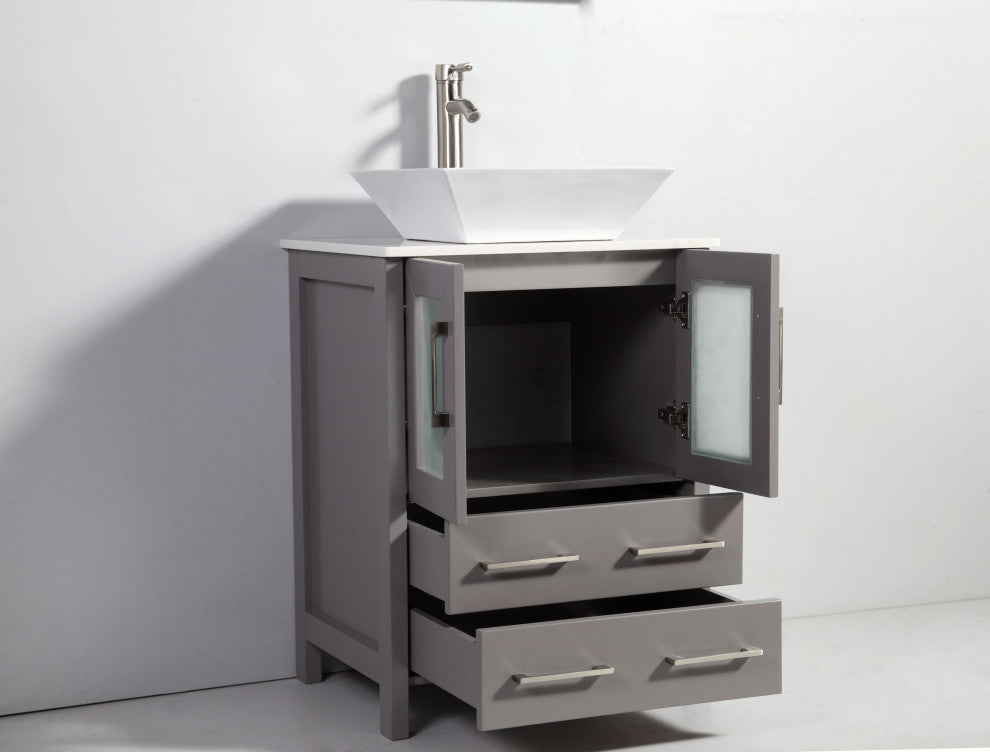 Vanity Art Bathroom Vanity Set With Sink, Gray, 36", Standard Mirror